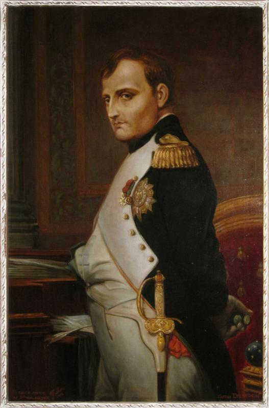 Antique Napoleon Portrait Oil Painting After Delaroche by Sellier Dated 1915