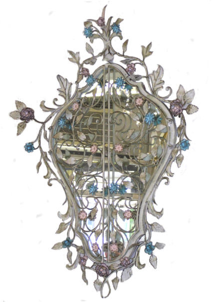 Wrought Iron Floral Mirror & Wall Console