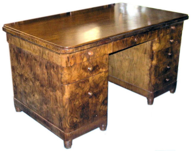 Art Deco Mid-Century Walnut Kneehole Desk