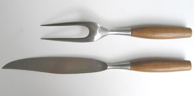 Dansk Fjord Teak Carving Knife & Fork