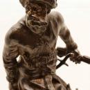 Antique Bronze Marble Figurine Sculpture of Russian Cossack on Horseback by RENE