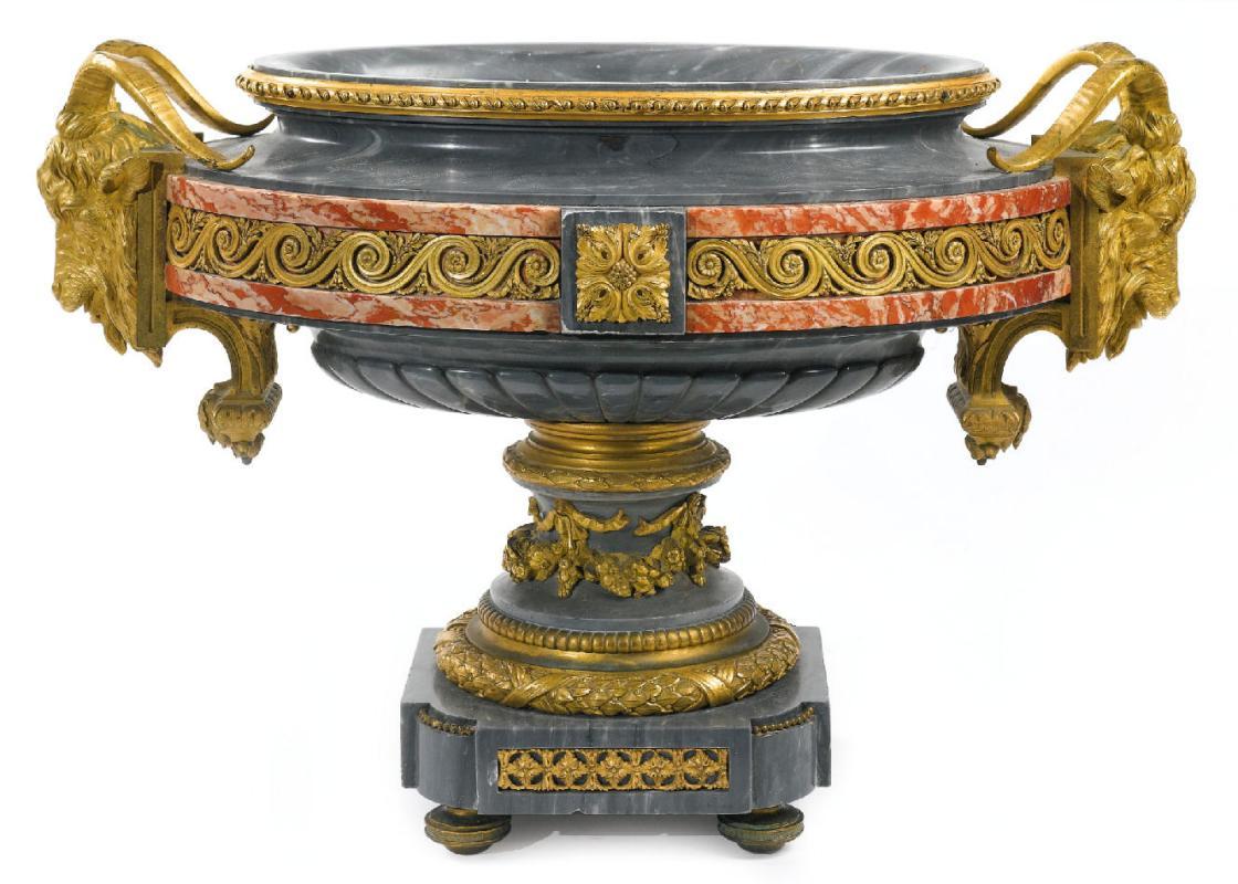 Antique French Louis XVI Style Gilt Bronze Mounted Blue Marble Centerpiece