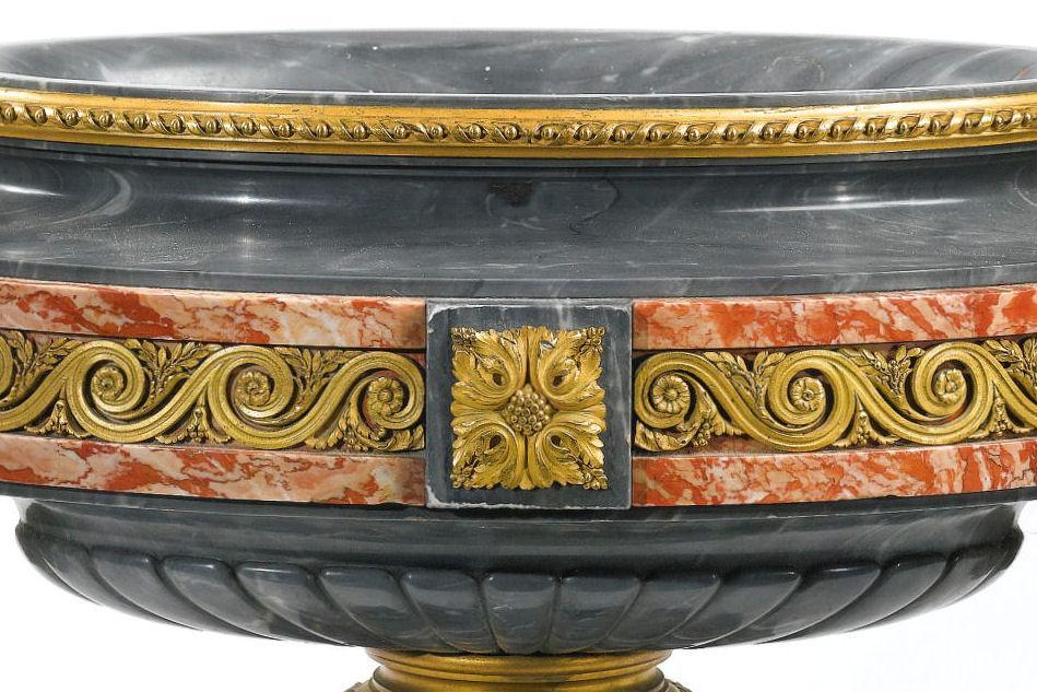 Antique French Louis XVI Style Gilt Bronze Mounted Blue Marble Centerpiece