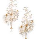 Pair Bagues Style Rock Crystal Gilt Metal Wall Appliques Sconces