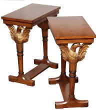 Pair Vintage Regency Federal Style Parcel Gilt Side or End Tables