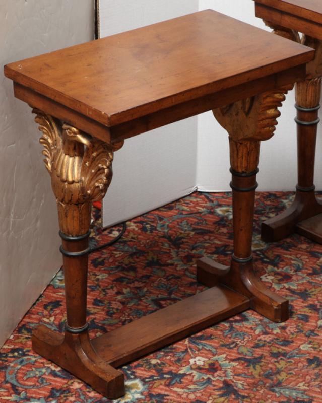 Pair Vintage Regency Federal Style Parcel Gilt Side or End Tables
