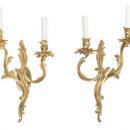 Set of 4 Gilt Bronze French Rococo Louis XV Style Wall Sconces