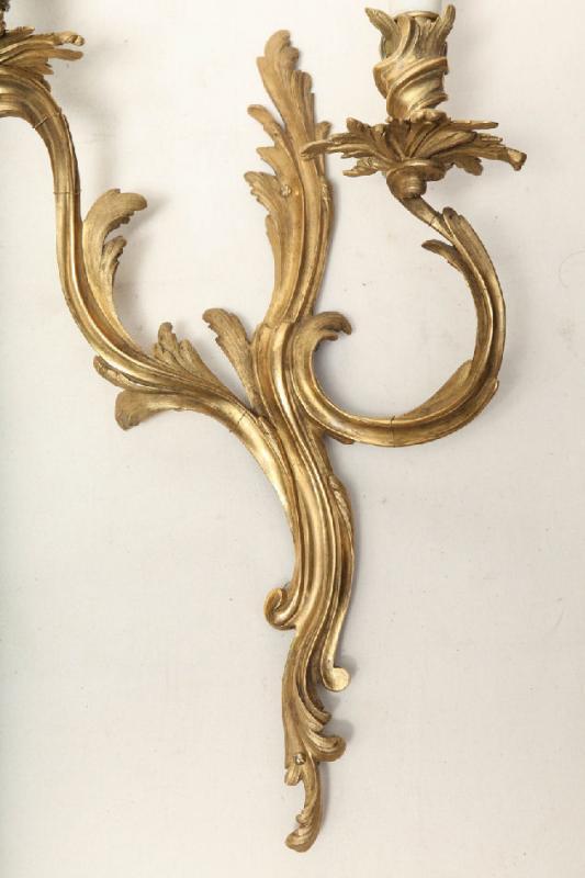 Set of 4 Gilt Bronze French Rococo Louis XV Style Wall Sconces