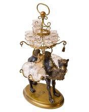 Antique Orientalist Camel Tantalus Decanter Cordial Set