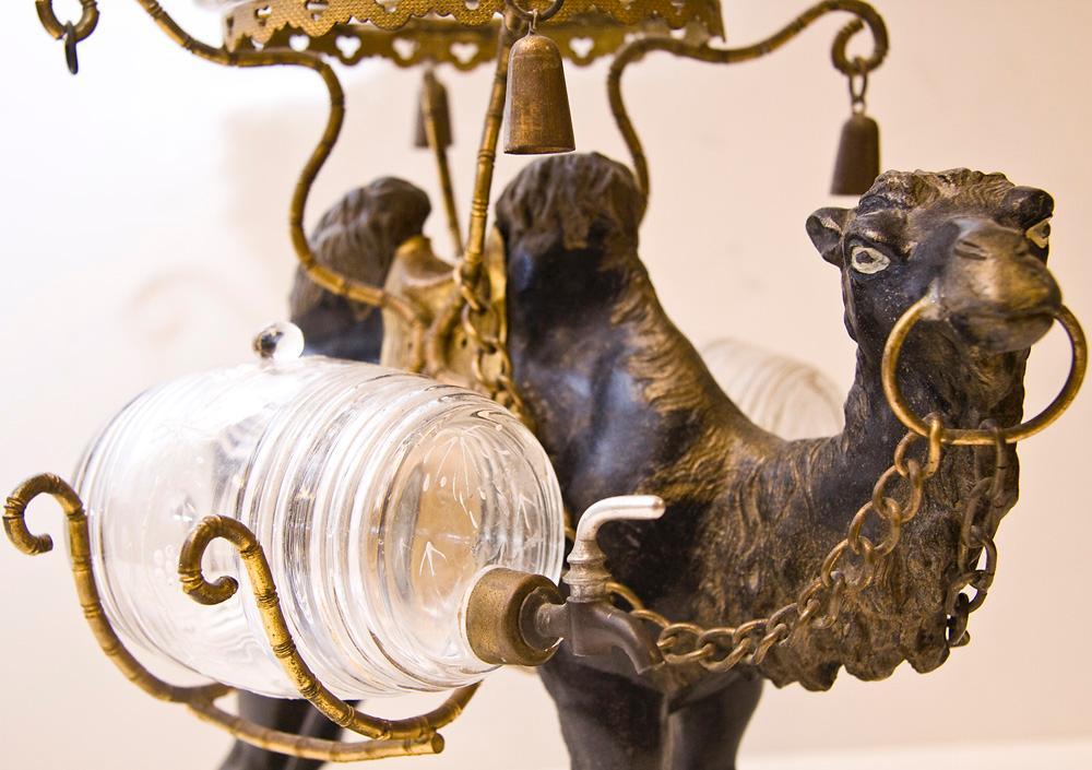 Antique Orientalist Camel Tantalus Decanter Cordial Set