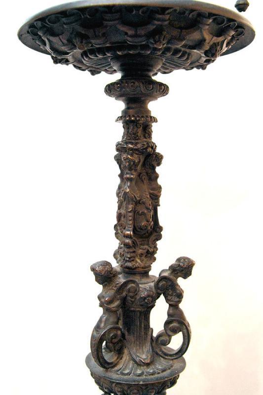 Antique E.F. Caldwell Baroque Revival Bronze & Marble Floor Lamp