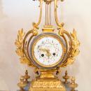 Antique Louis XVI Style Gilt Bronze & Marble Mantel Clock Garniture
