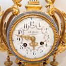 Antique Louis XVI Style Gilt Bronze & Marble Mantel Clock Garniture