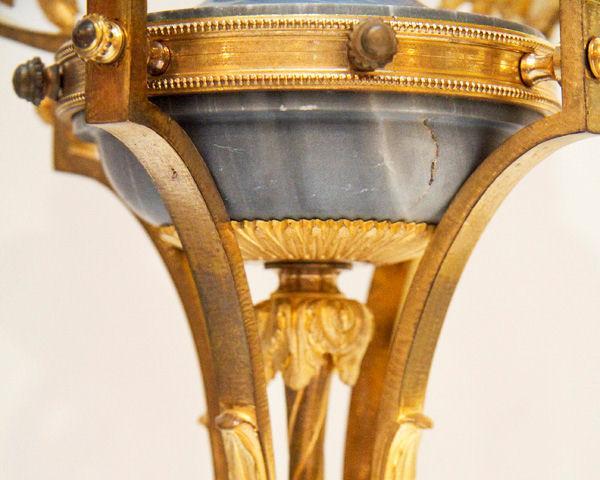 Antique Louis XVI Style Gilt Bronze & Marble Mantel Clock Garniture