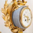 Antique Louis XVI Style Gilt Bronze & Marble Mantel Clock Garniture