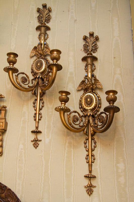 Pair English Regency Style Gilt Bronze Sconces Wall Appliques
