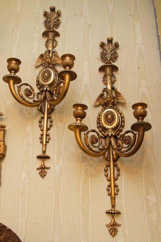 Pair English Regency Style Gilt Bronze Sconces Wall Appliques