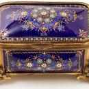 Antique French Enamel & Bronze Dresser Box Jewelry Casket Box