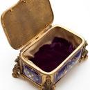 Antique French Enamel & Bronze Dresser Box Jewelry Casket Box