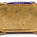 Antique French Enamel & Bronze Dresser Box Jewelry Casket Box