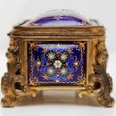 Antique French Enamel & Bronze Dresser Box Jewelry Casket Box