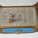 Antique French Blue Enamel & Bronze Dresser Box Jewelry Casket