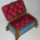 Antique French Blue Enamel & Bronze Dresser Box Jewelry Casket