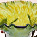 Pair Bohemian Iridescent Oil Spot Glass Vases with Metal Holly Branches Attributed to Loetz
