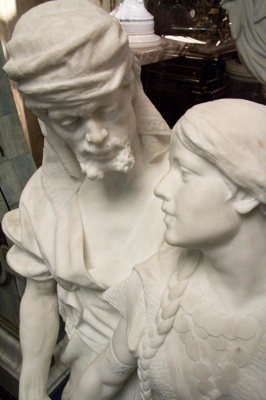Othello and Desdemona Italian Carrara Marble Statue by Carados
