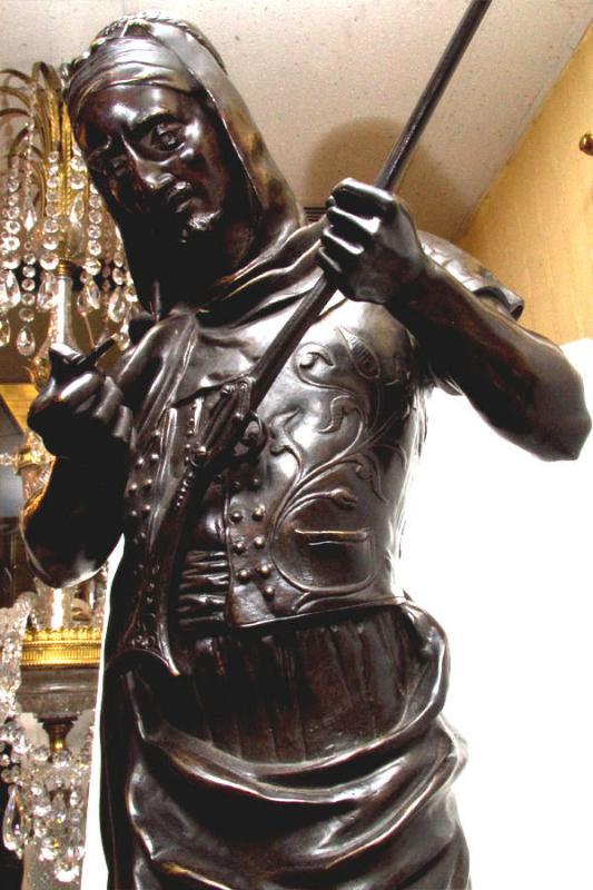 French Orientalist Bronze Sculpture of Turkish Gun Merchant by Gueyton