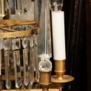 Pair Russian Bronze & Crystal Girandole Candelabra Table Lamps