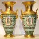 Pair Antique Paris Porcelain Greek Revival Potpourri Vases