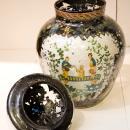Pair Antique Japonaiserie Chinoiserie Chinese French Verre Eglomise Glass Jars Vases