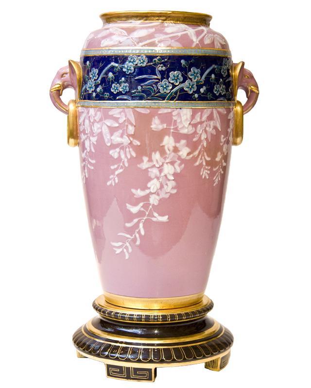 Minton Antique Aesthetic Chinese Oriental Style Pate-sur-pate Porcelain Vase