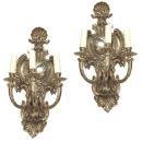 Pair of Regency Style Silvered Bronze Shield-Back Sconces with Shell Motif