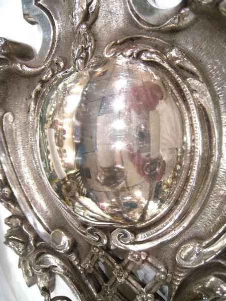Pair of Regency Style Silvered Bronze Shield-Back Sconces with Shell Motif