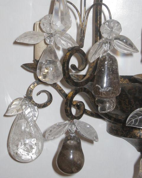 Set 4 French Bagues Style Tole Metal & Rock Crystal Sconces
