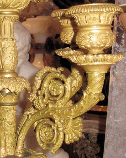 Pair Antique French Restauration Charles X Period Ormolu Candelabra