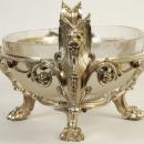Antique Greek Revival Christofle Attributed Silvered Bronze and Matte Crystal Centerpiece