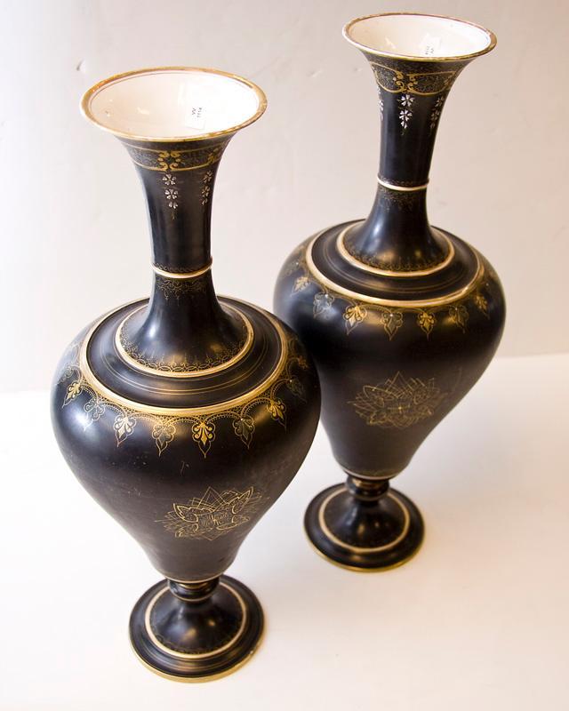 Pair Antique Grand Tour Neoclassical Greek Style Paris Porcelain Vases