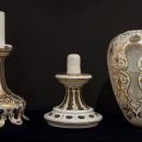 Monumental Antique Bohemian Gilt Floral Painted Cased Overlay Glass Vase