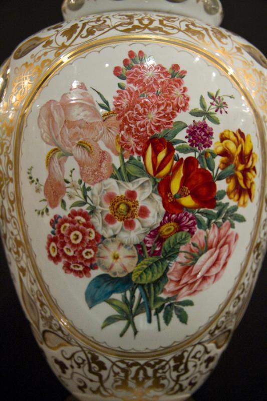 Monumental Antique Bohemian Gilt Floral Painted Cased Overlay Glass Vase