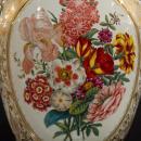 Monumental Antique Bohemian Gilt Floral Painted Cased Overlay Glass Vase