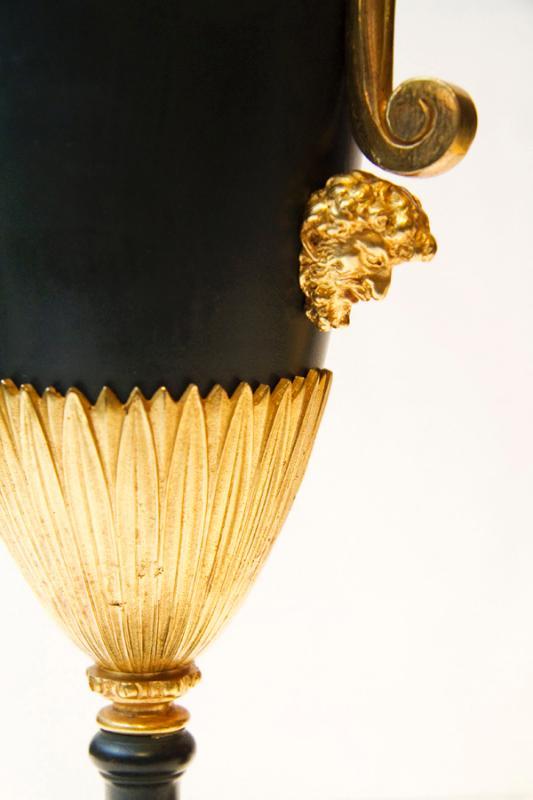 Pair Antique French Empire Patinated & Gilt Bronze Ewers Urns in Manner of Andre-Antoine Ravrio
