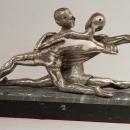 French Art Deco Silvered Metal Ballerina Ballet Dancer Sculpture Statue