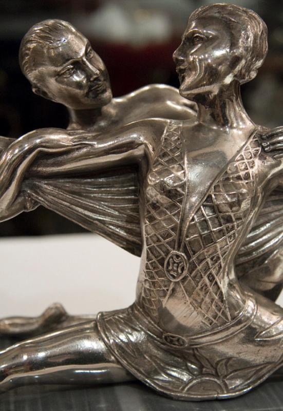 French Art Deco Silvered Metal Ballerina Ballet Dancer Sculpture Statue