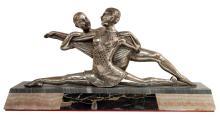 French Art Deco Silvered Metal Ballerina Ballet Dancer Sculpture Statue
