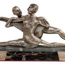 French Art Deco Silvered Metal Ballerina Ballet Dancer Sculpture Statue