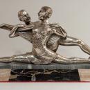 French Art Deco Silvered Metal Ballerina Ballet Dancer Sculpture Statue