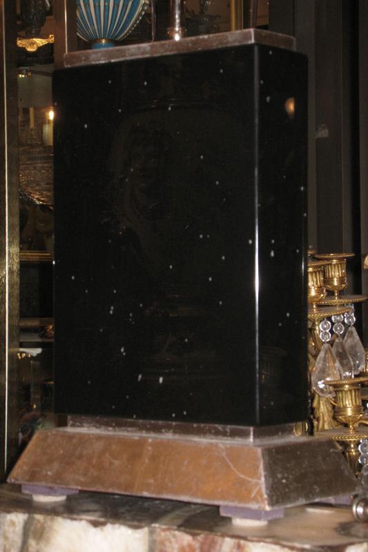 Pair Black Obsidian Stone & Silver Gilt Table Lamps